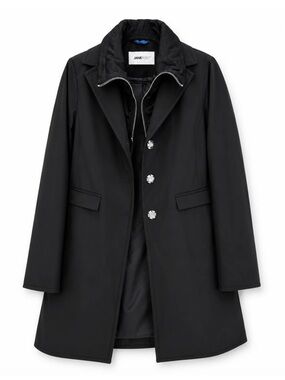 NWT JANE POST BLACK CASHMERE DOUBLE COAT JACKET $1200 SZ M